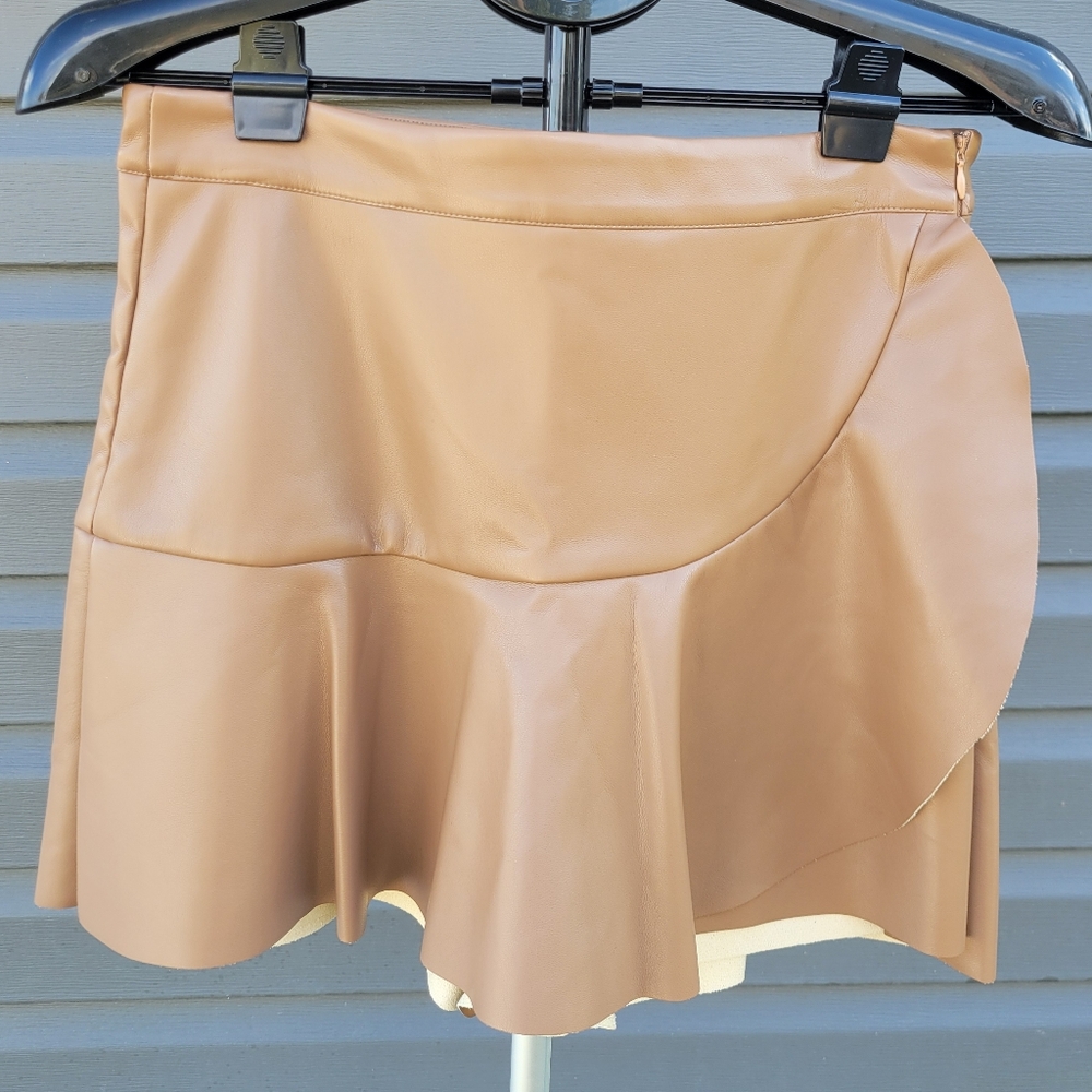 NWT Faux Leather Tan First Love Skort
